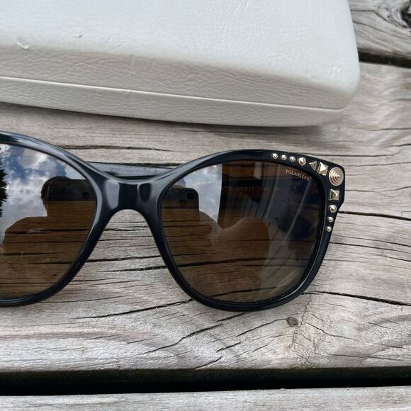 Versace MOD 4270 GB1/T5 Cat Eye Black Brown Stud Women’s Sunglasses - Picture 2 of 5